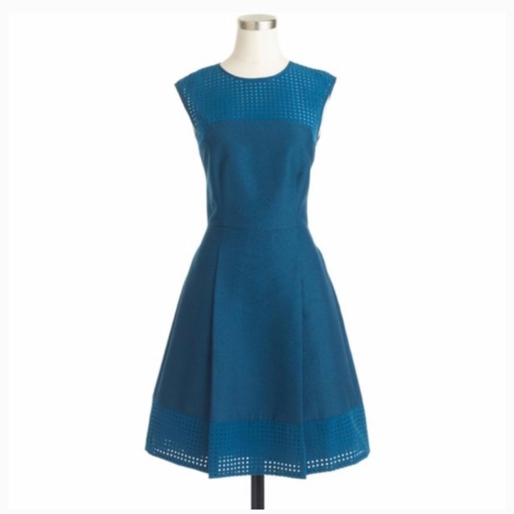 J. Crew Perforated Silk Blend A-line Dress with Pockets
